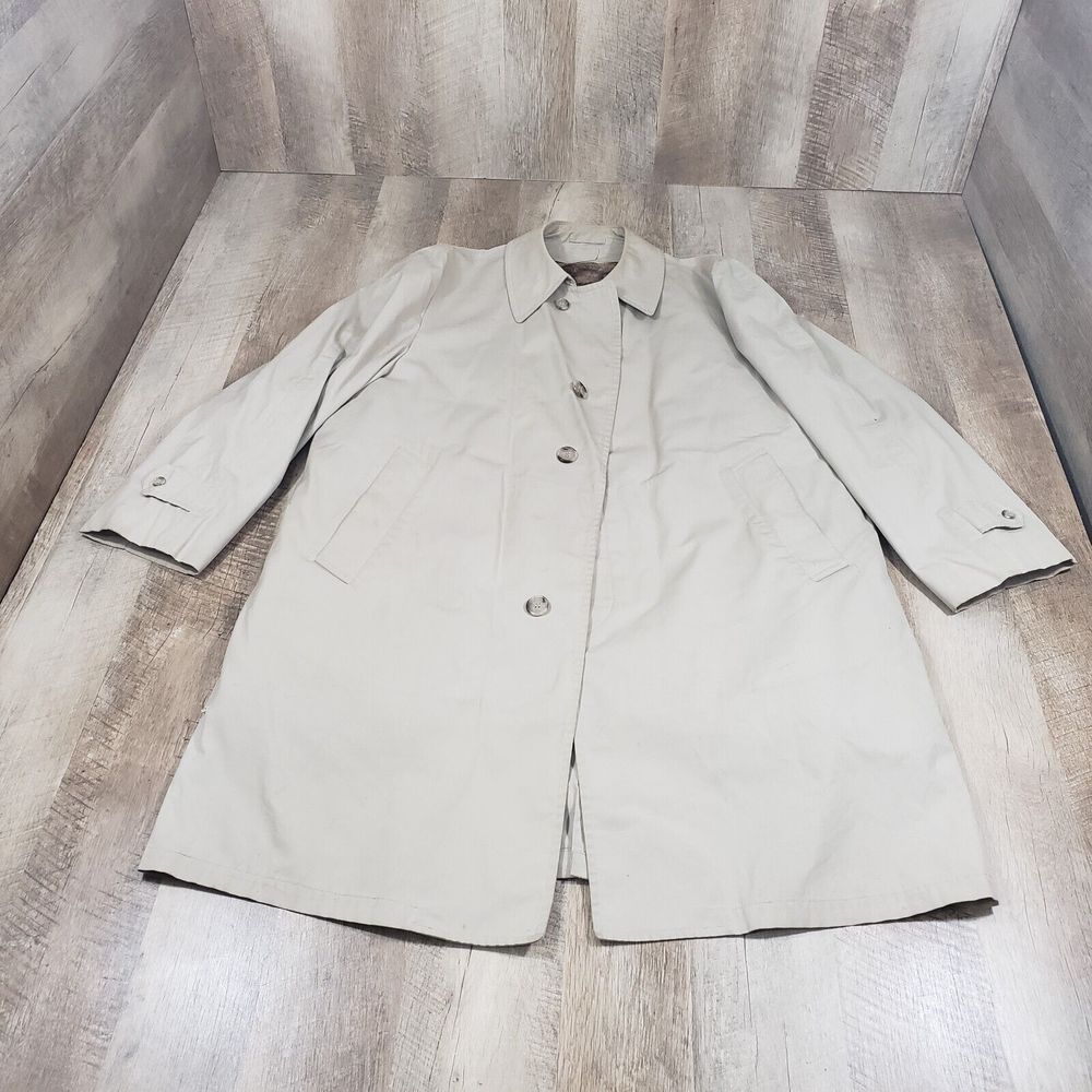 London Fog Maincoats Men's Fur Lined Trench Coat Vintage Beige/Brown Size 44 Reg